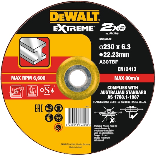 EXTREME® Bonded Grinding Disc, 230mm X 6.3mm X 22.23mm