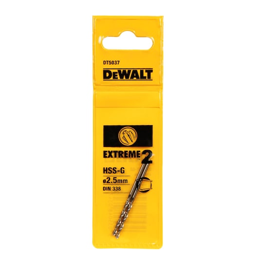EXTREME® 2.5mm HSS-G Gold Ferrous Metal Drill Bit (2 Pk)