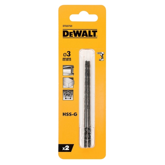 3mmx100mm HSS-G Long Drill Bit 2Pk