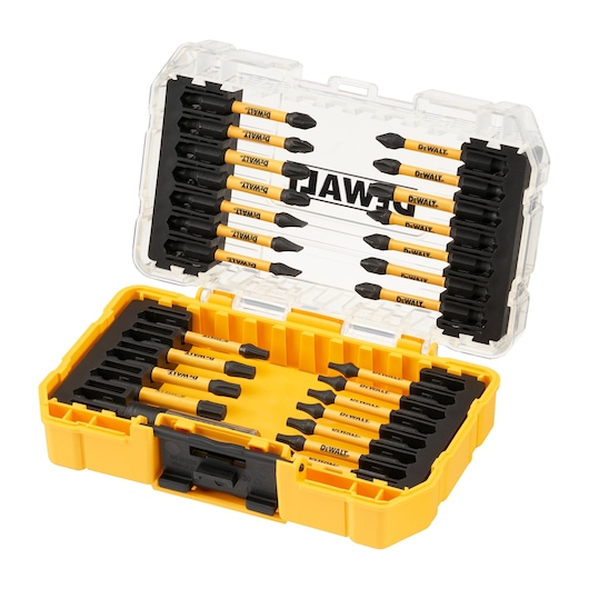 Small Toughcase containing Flextorq screwdriver bits and bit holder, lid partially open