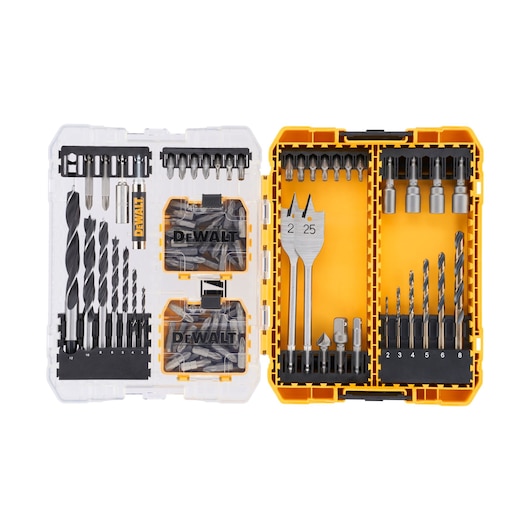 100 piece drill drive set with open lid