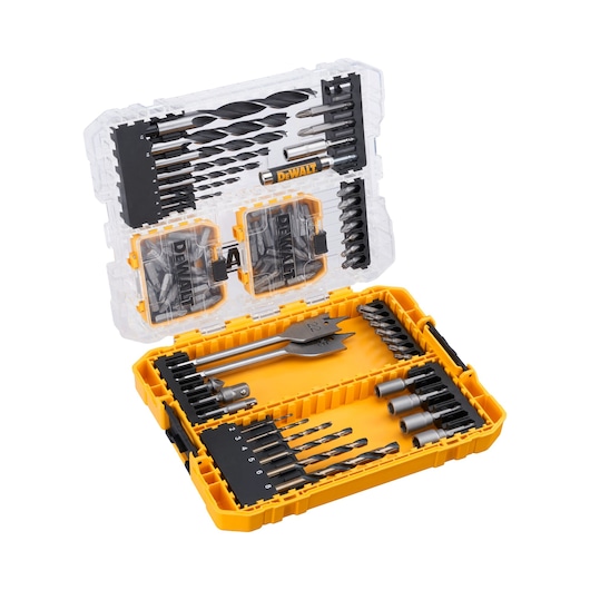 100 piece drill drive set with open lid 3/4 view
