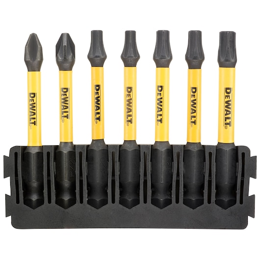 This is a DEWALT 7 PIECE 57MM PHILLIPS & POZI & TORX MIX BAR FLEXTORQ