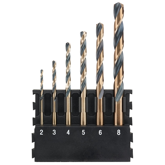 THIS IS A DEWALT 6 PIECE BLACK & GOLD METAL DRILL BIT MIX BAR