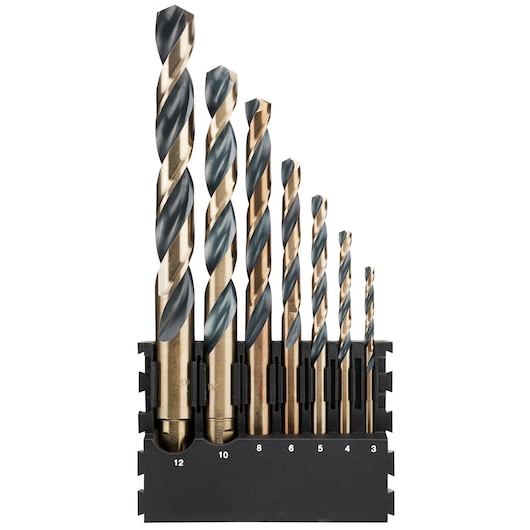 THIS IS A DEWALT 7 PIECE BLACK & GOLD METAL DRILL BIT MIX BAR