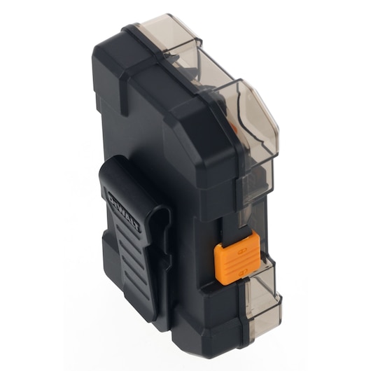 Rear view of the Limited Edition DEWALT/McLaren screwdriver bit set case