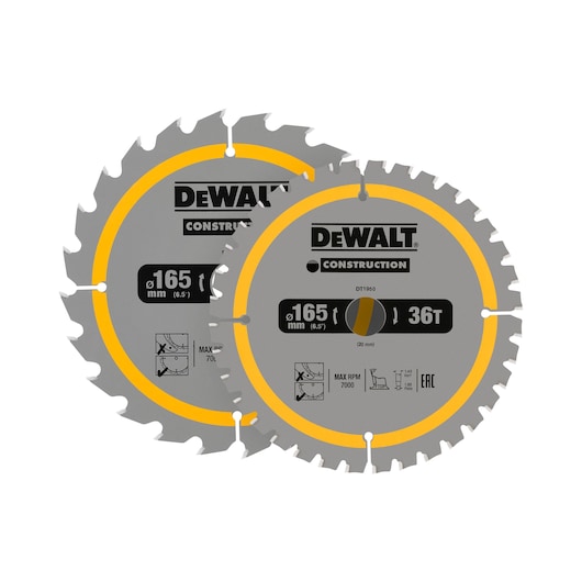 Construction Circular Saw Blades 165mmx x 20mm X2 out of pack