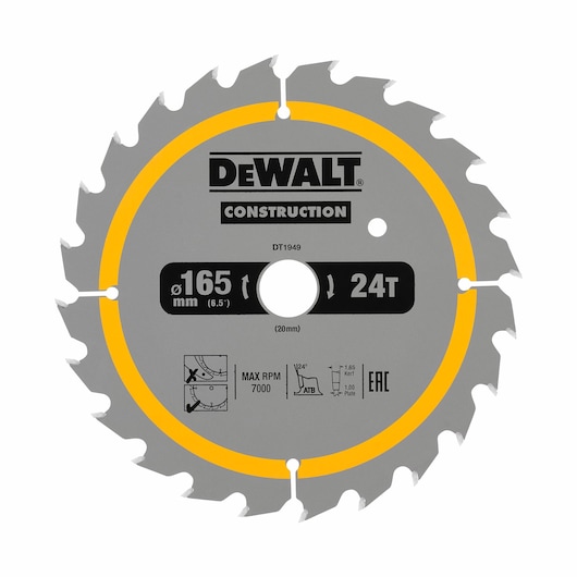 Construction Circular Saw Blades 165mmx x 20mm 24T