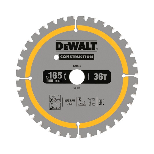 Construction Circular Saw Blades 165mmx x 20mm 36T
