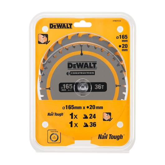 Construction Circular Saw Blades 165mmx x 20mm X2 in pack