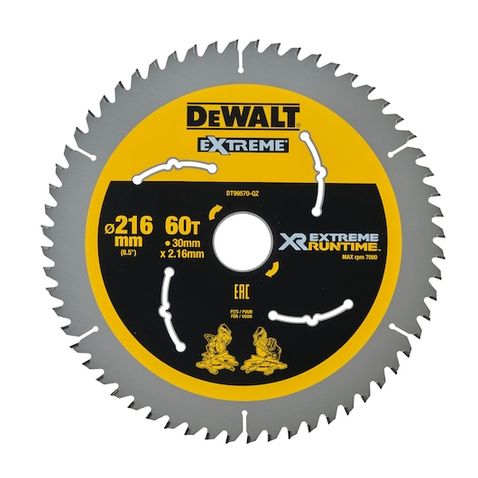 XR EXTREME® RUNTIME™ 216mm x 30mm 60T Circular Saw Blade