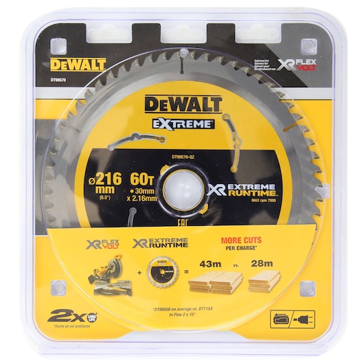 XR EXTREME® RUNTIME™ 216mm x 30mm 60T Circular Saw Blade