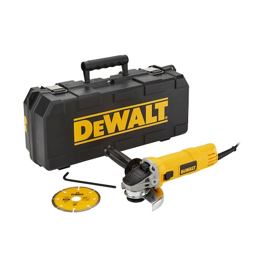 900W 115mm Angle Grinder - With Kit Box and 1 x Diamond Disc