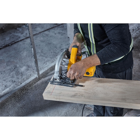 Corded Circular Saw Cutting Wood