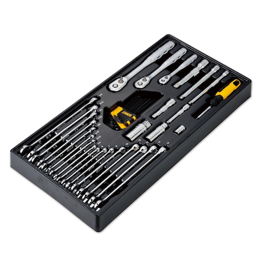 341 piece DEWALT mechanics tools set in a removable tray.