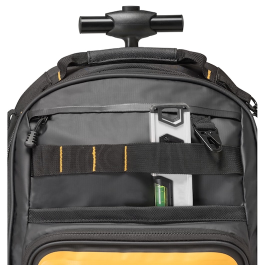 Tool storge feature of the Dewalt Pro Backpack on Wheels