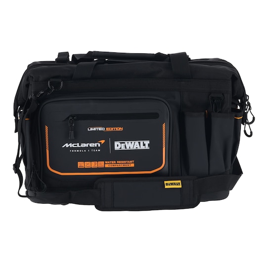 DEWALT/McLaren Tool Bag closed with strap showing