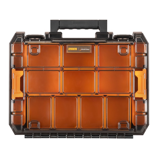 Limited Editon DEWALT/McLaren TSTAK 3-IN-1 Rolling Workshop clear-lid organiser standing up